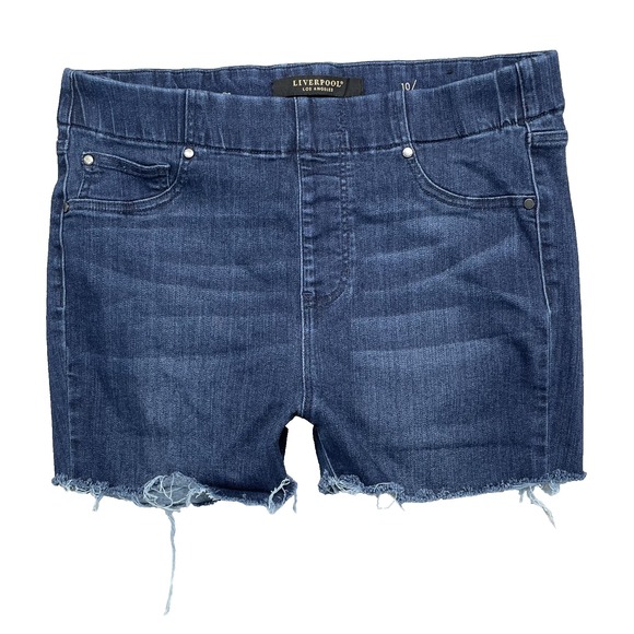 Liverpool Jean Short Women 30 Raw Hem Slim Y2K Comfort Daisy Academia Preppy 90s - Picture 1 of 11